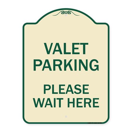 SIGNMISSION Valet Parking Please Wait Here Heavy-Gauge Aluminum Architectural Sign, 24" x 18", TG-1824-22746 A-DES-TG-1824-22746